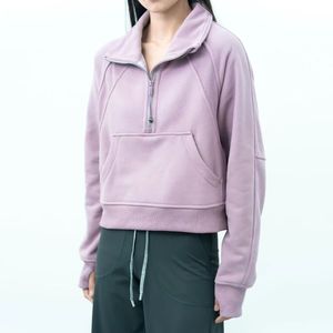Yoga sweatshirt tüpü tam yarım fermuar kapüşonlu açık eğlence sweatshirts spor kıyafetleri kadınlar lu-top egzersiz fitness kalın yoga ceketler egzersiz