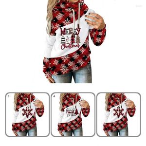 Felpe con cappuccio da donna Felpe con cappuccio da donna Felpa natalizia Felpa con cappuccio da donna Skin-Touch Festive Coulisse Trendy Merry Christmas Tree Print