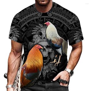 Herr T-shirts Cool King Rooster Jakt Herr T-shirt 2022 Sommar 3D-tryck Djur kuk Hip Hop Streetwear Man Kläder Fritidskläder O-ringad