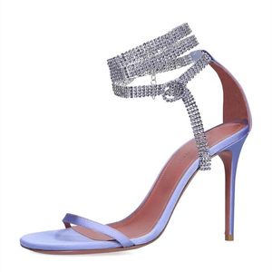 Amina muaddi Begum Crystal-Embellished buckle stain Pumps shoes spool Heels sandals women's Luxury Designers Dress shoe Evening Slingback sandal9.5cm 35-42size