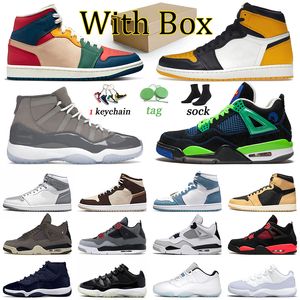 AAA Quality 1 4 11 Jumpman Basketball Shoes 1S Doernbecher 4S Offs White Hermano amarillo Mujeres Mujeres Space Jam Sports Black Canvas Concord 11s Sneakers 36-47