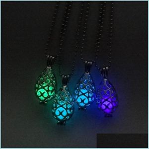 Pendant Necklaces Teardrop Openwork Essential Oil Necklace Diffuser Wholesale Per Aromatherapy Jewelry Diffusers Metal Volcanic 254 D Dhyna