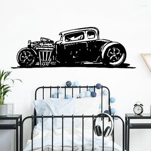 Wall Stickers Vintage Rod Auto Retro Muscle Car Sticker Kids Room Playroom Cartoon Vehicle Decal Bedroom Gameroom Deco