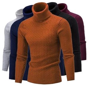 Erkek Sweaters Twist Örgü Slim-Fit Belktleneck Vintage Mens Giysileri 221007