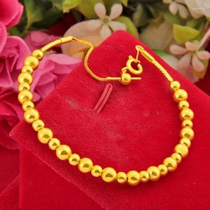 Braccialetti di collegamento Hi Transport Bead Bracelet Female 24k Gold Chain Hand Party Friend Regalo di compleanno Ragazza Fine Jewelry Womens