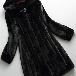 Frauen Pelz Faux Lautaro Winter Luxus Lange Schwarz Nerz Mantel Frauen mit Kapuze Hülse Elegante Dicke Warme Flauschige Jacke 6xl 7xl 221008