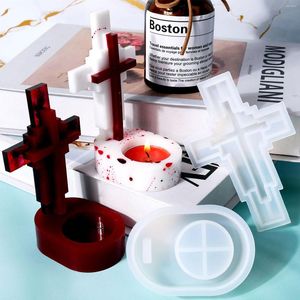 Candelas Resin Cross Holder Mold para aroma de aroma DIY Plasqueiro de velas de capa