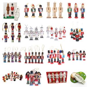 Christmas Decorations Wooden Doll Decor Handmade Nutcracker Pendant Creative Glittering Powder Ornament