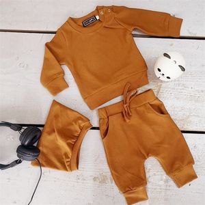 Clothing Sets Autumn Spring born Baby Girls Boys Clothes Solid Cotton Casual Long Sleeve Pullover Sweatshirt Tops Pants Outfits 221007