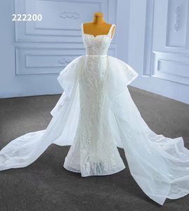 Meerjungfrau Hochzeitskleid Schatz U-Neck Perlen Kathedrale Royal Train Luxus Weiß 22200