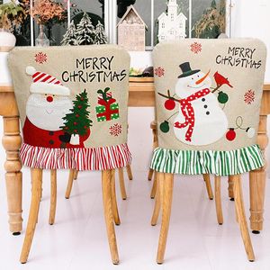 Capas de cadeira 1pc Vestido de capa de Natal não tecido Classic Papai Noel Snowman Snowlap Kitchen Kitchen Slipcovers Decoração de festa em casa