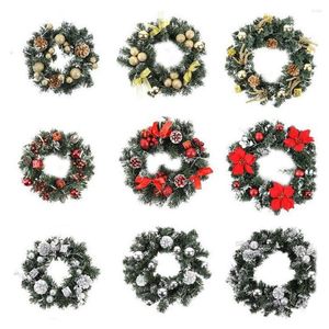 Decorative Flowers 20/30/40cm Christmas Wreath Decoration For Home Pine Cones Led Light Artificial Garland Front Door