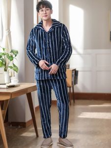 Pijamas de flanela de flanela de flanela de inverno de roupas de sono masculinas Conjunta de manga longa masculina PIJAMA PIJAMA PAJAMAS CASUAL DE ADESIA