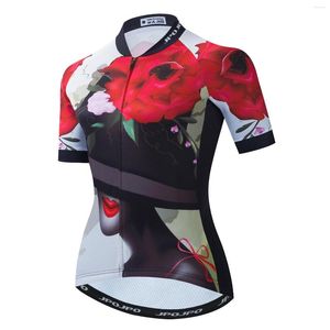 Racing Jackets 2022 Cycling Jersey Women Bike Mountain Road MTB Top Maillot Bicycle Shirt Short Blouse Summer Female Flower Red