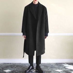 Herren Pelz Kunstpelz 2022 M-4XL Winter Warme Kunstwolle Jacken Einfarbiger Graben Vorne Offen Streetwear Mode Mantel für Männer Langer Mantel mit Gürtel T221007