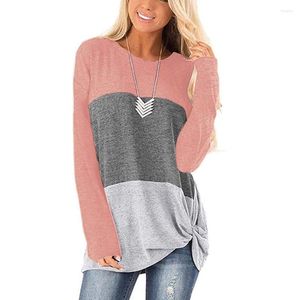 Women's Sweaters European And American Women's 2022 Spring Autumn Casual Round Neck Sweater Color Matching Twisted Long-sleeved Top