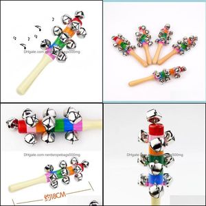 Party Favor Wooden Stick New Style Jingle Bells Rainbow Hand Shake Sound Bell Rattles Baby Educational Toy 18Cm Drop Delivery 2021 Ho Dhv2F