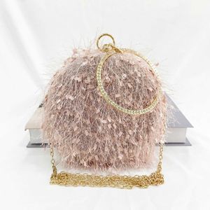 Clutch Bags Purse New Fairy Portable Small Round Bag Diy Homemade Woolen Dinner Bag One Shoulder Dress Evening Gift Wedding Bag 220920