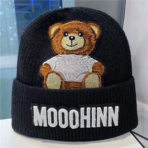 Designers bonnet children Knitted hats luxury letter Anime bear winter hat Outdoor cold protection warm plush soft Popular trend piece winter warmth men women cap