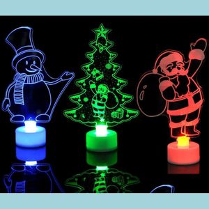 Christmas Decorations Christmas Decration Led Lights Creative Color Changing Night Light Snowman Santa Claus Tower Tree Lumi Bdesybag Dhujq