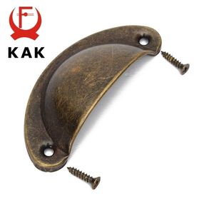 Griffe Zieht KAK 20PCS Retro Metall Küche Schublade Schrank Tür Griff Und Möbel Knöpfe Hardware Schrank Antike Messing Shell pull 221007