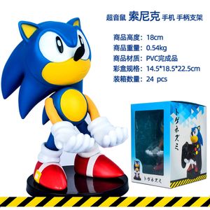 Новые боевые фигурки Sonic Figure Model Cartoon Mobile Phone Dosple Holder для детей вентилятора подарок в коробке