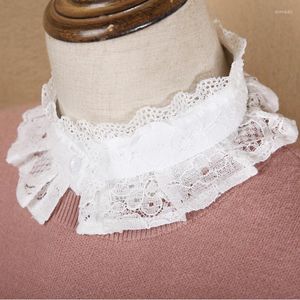 Bow Ties Linbaiway Ladies Koszula Odłączana kołnierze dla kobiet w wielkości koronki plus koronkowe stojaki Fałszywe białe dorosłe dziewczęta bluzka