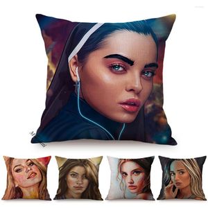 Pillow Nordic Hand-Painted Funky Woman Portrait Style Sofa Decorative Case Charming Cool Girl Cover Car Kussen 45x45