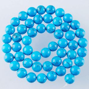 6/8/10/12mm naturstenblå turkosa pärlor runda lösa pärlor för 15,5 