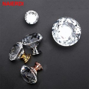 Griffe Zieht 10PCS NAIERDI Diamant Kristall Glas Knöpfe Schrank Schublade Küche Schrank Tür Kleiderschrank Griff Möbel Hardware 221007