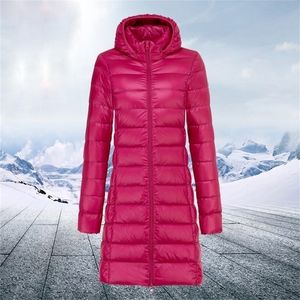 Piumino da donna Parka invernale da donna Cappotto in piumino d'anatra Parka Giacche color caramella Piumino lungo da donna in piumino d'anatra Outwear Cappotti con cappuccio ultraleggero Soprabito 221007