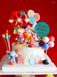 Праздничные поставки цирк День рождения декор торт топпер клоун Слон Лев Мальчик Счастливого украшения