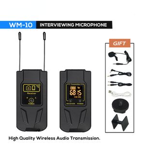 Professionell DSLR -kamera Tr￥dl￶st mikrofonsystem WM10 -mottagare med Lapel Mic WM101 S￤ndare YouTube Video Recording Stage