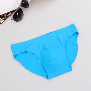 Underpants Men Seamless Underwear Ice Silk Low Waist Translucent Briefs Ultra-thin Sexy Gay Panties Erotic Pouch