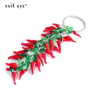 Keychains Lanyards Evil Eye Glass Red Pepper Keychain Silver Color Keyring Handbag Chili Key Chain Holder Fashion Jewelry for Women Men Le245 T221006