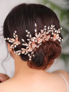 Kopfbedeckungen, Roségold, Braut-zu-sein-Haarnadel und Kamm-Set, handgefertigter Kopfschmuck, Bankett für Frauen, Tiara, Hochzeit, Brautaccessoires