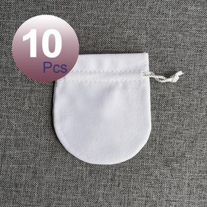 Bolsas de joalheria LR 10pcs Branco Flanela Preta Presente Bolsas de Velvet Bolsa Polimento Polish