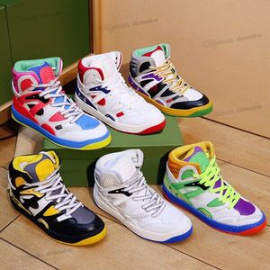 Suola di design Chiusura scarpe stringate stile high-top Sneaker da basket alla caviglia da basket Piattaforma ispessita a contrasto Tessuti dai colori vivaci