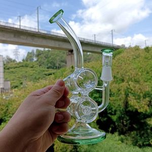 Küçük yeşil cam su geri dönüştürücü bong nargile yağ dab kuleleri shisha sigara aksesuarları