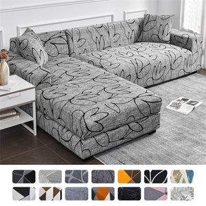 Stuhlhussen Sofa für Wohnzimmer, Stretch, bedruckt, Schonbezug, L-Form, Ecksofa, elastische Couch, 1234 Sitz, 221008