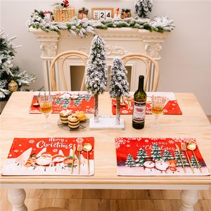 Weihnachts-Tischsets für Küche, Esstisch, rutschfest, waschbar, hitzebeständig, Weihnachtsmann, Rentier, Schneemann, KDJK2210