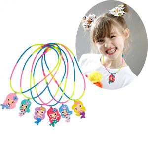 Party Games Crafts 6pcs Little Mermaid Supplies Necklaces Hairpin Birthday Decorations Kids Girls Gift Baby Shower Favors T221008