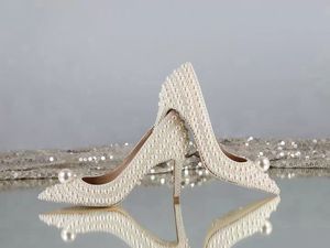 Perfect Evening Wedding Dress Shoes Lady Sandals High Heels Elegant Bridal Sacora Pearls Leather Luxury Brands Women Walkin666