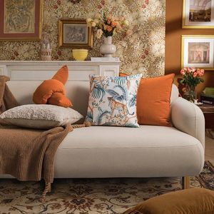 Kudde DunxDeco American Style Luxury Velvet Leopard Orange Cover Dekorativ fall vardagsrum soffa stol s￤ngkl￤der kussin