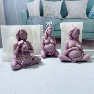 Ljus 3D Baby Mother Portrait Candle Silicon mögel gravid omfamning aromaterapi DIY -gåva Börja barnkvinna hartsmögel 221007