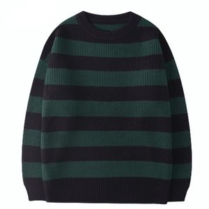 Mens Sweaters Korean Knitted Sweater Men Women Harajuku Casual Cotton Pullover Tate Langdon Sweater Same Style Green Striped Tops Autumn 221007