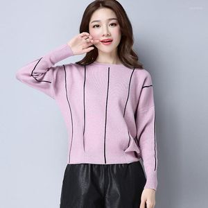 Kobiety swetry Bethquenoy Vintage Sueter Woman Batwing Sleeve 2022 Sweeters de Mujer O-Neck dzianinowe topy