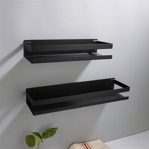 Bathroom Shelves Hradware Accessories 2050cm Modern Matte Black Corner Kitchen Wall Shelf Shower Shampoo Storage Rack 221007