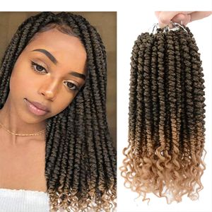 Cabelo de crochê de 12 polegadas para mulheres negras 12 fios/pçs Tranças de crochê Primavera Twist Trança Encaracolado Cabelo de crochê Primavera Twist Cabelo Curl End LS27