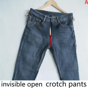 Men's Jeans Men's Open Crotch Pants Outdoor Couple Convenient Invisible Zipper Full Field